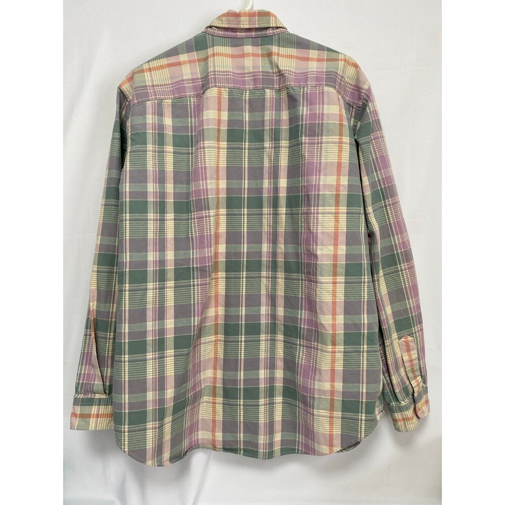 Polo Ralph Lauren Mens XL Plaid Cream Purple Green Long Sleeve Thick Button Up - Picture 6 of 9
